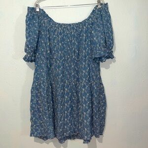 Old Navy Bleu Floral Off Shoulder Dress